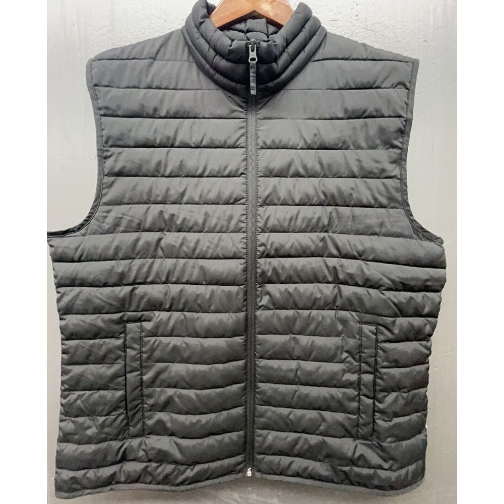 Gap Puffer Vest Men XL Black Cold Control Water Resistant Coated Full Zip Jacket